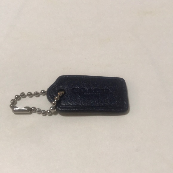 Coach Leather Bag Charm Replacement Logo Dog Tag Ball Chain Navy Blue Mini Small - Picture 2 of 12